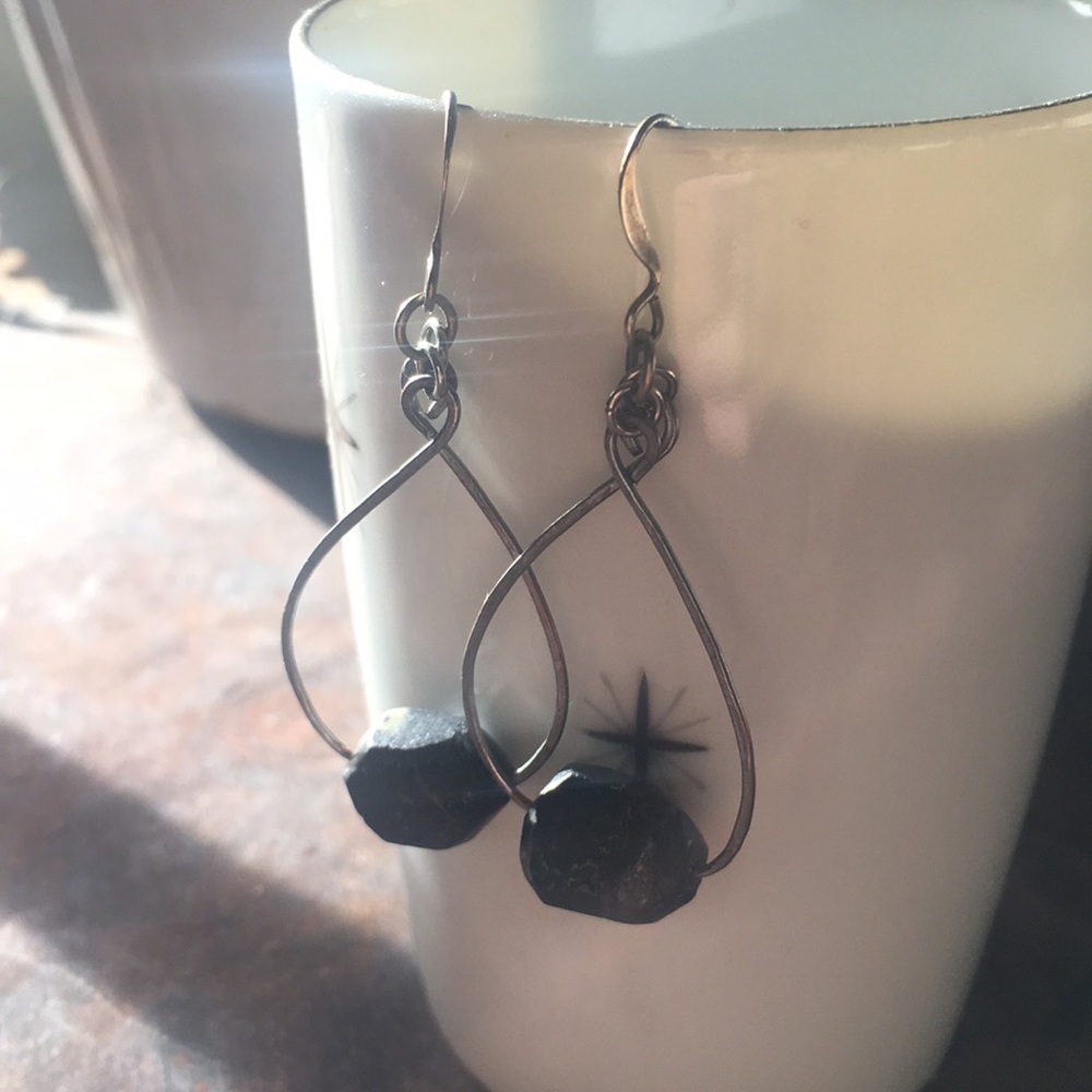 Black stone earrings